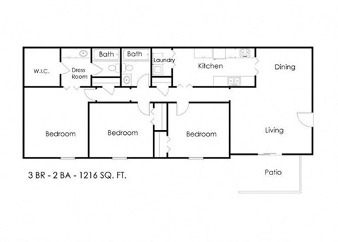 Park At Mt Zion_3 Bedroom Floor Plan at Park at Mt. Zion Apartments, Jonesboro, GA
